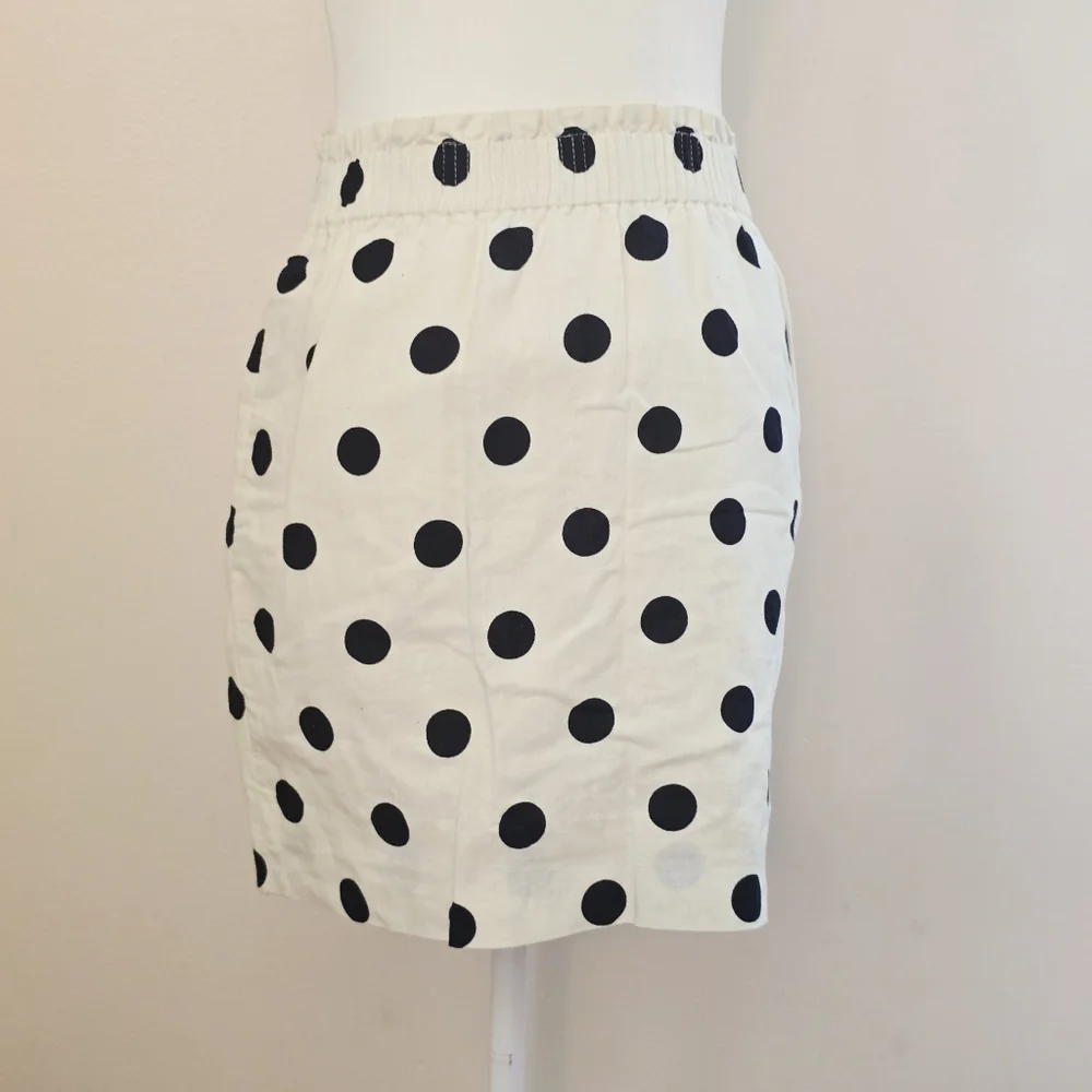 J. Crew Polka Dot Elastic Waist Cotton Mini Skirt Size 00